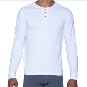 New In Box- Wood Brand- Size XXL 50"-52"- White Long Sleeve Henley TShirt